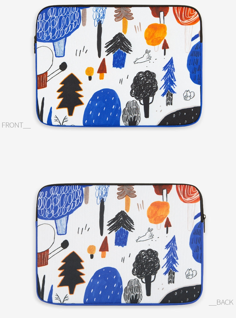 Blue White Forest Graphic Laptop Sleeves Tablets iPad 13 15 inch Cases Protective Covers Purses Handbags Square Cushion Pouches 