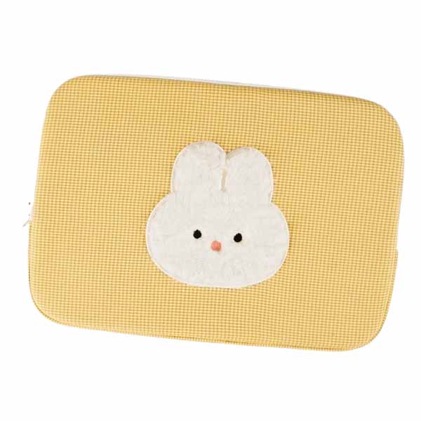 Checkered Cute Bear Rabbit Laptop Sleeves iPad 13 15 Cases Covers Pouches