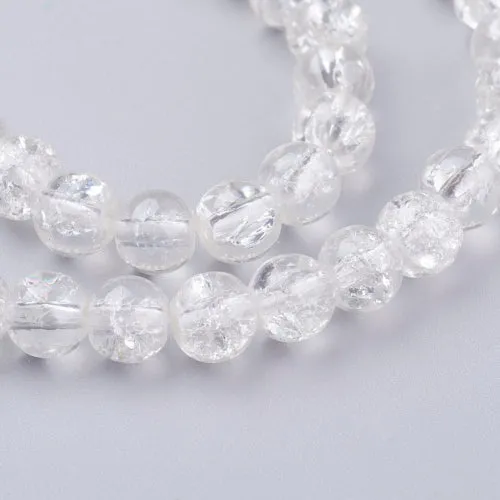 Crackle Glass Beads, Round, Clear, Transparent, 6mm