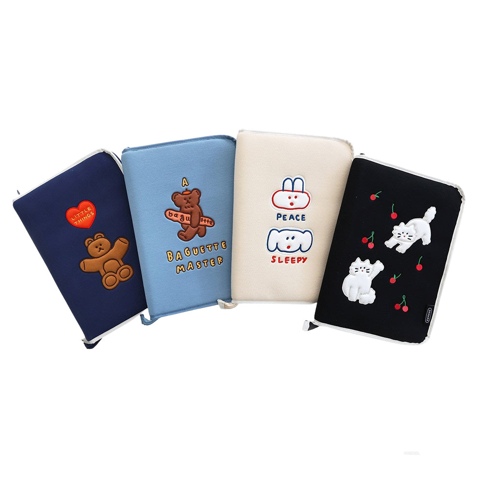 Cute Animal Characters 13 Open Laptop Sleeves Pouches Square Cases Covers Embroidery Skins Purses Handbags Soft Protection