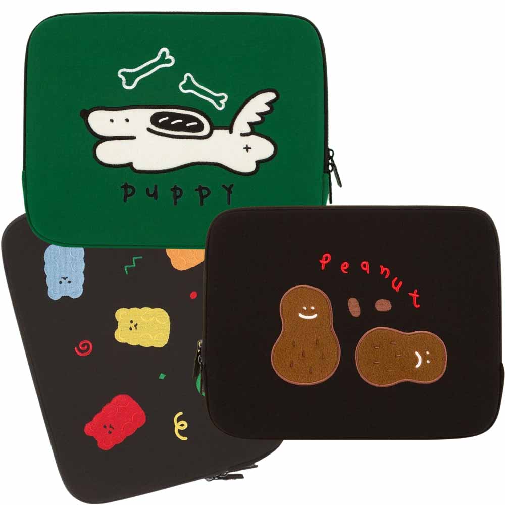 Cute Bear Peanut Puppy Laptop Sleeves iPad 13 14 15 Cases Covers Pouches