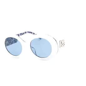 Dolce & Gabbana 0DG4448F Sunglasses White on Blue Maiolica / Light Blue Mirrored Silve Women's