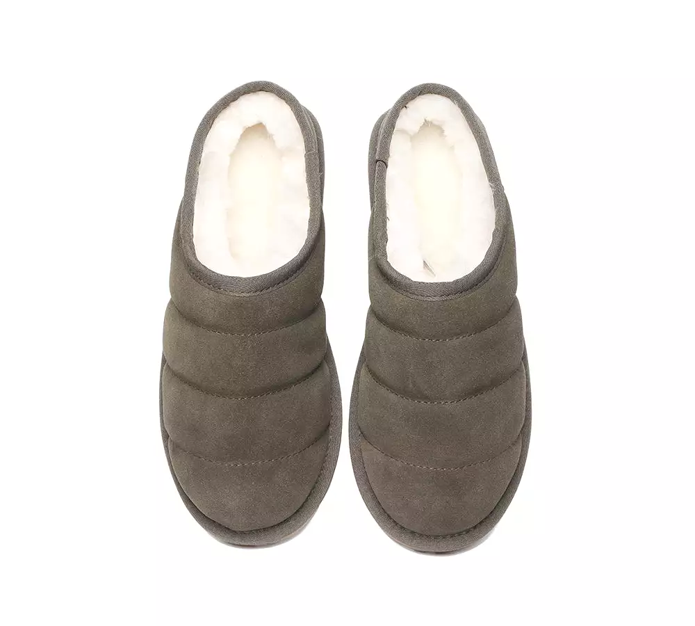 EVERAU Ultra Puffer Style Women Sheepskin Slippers