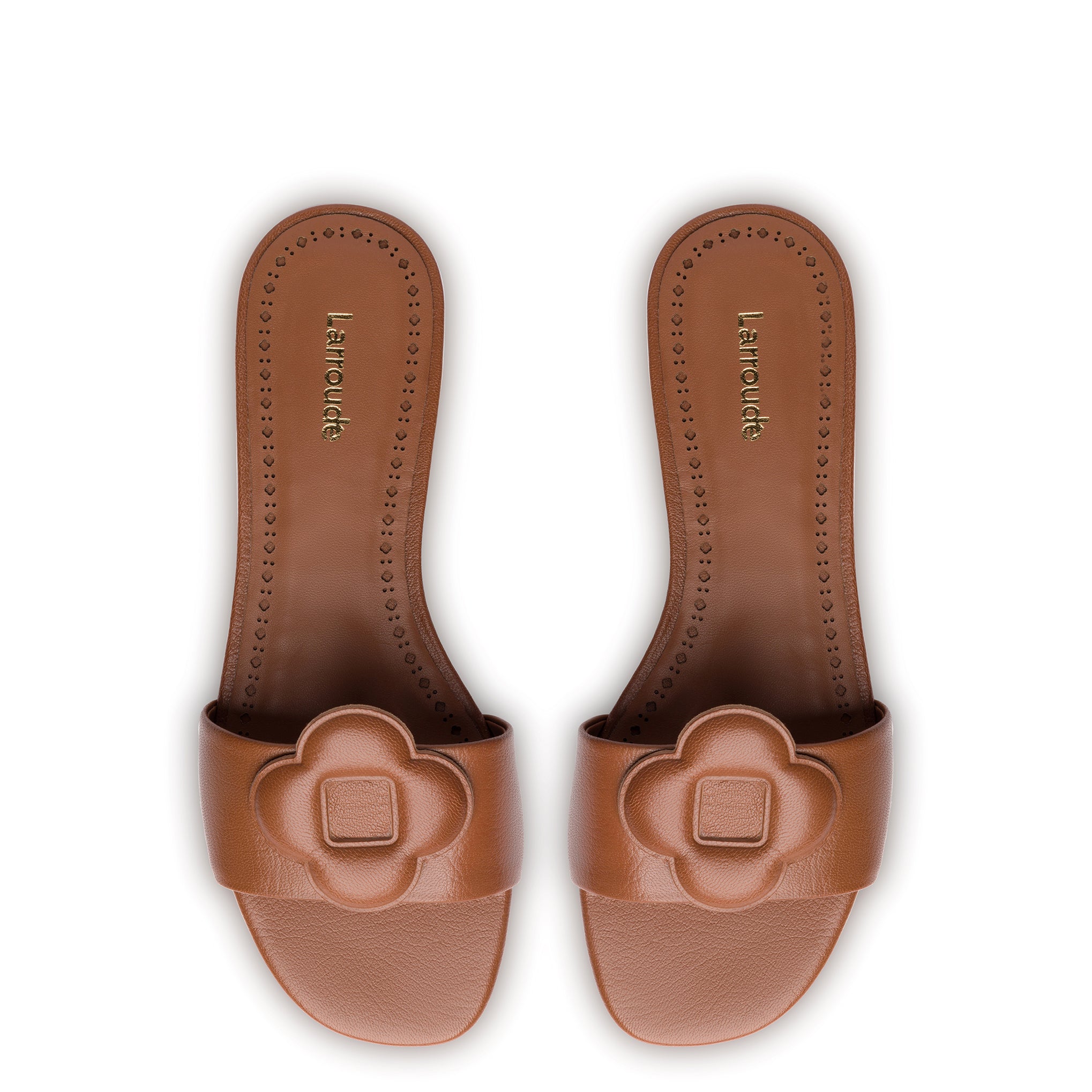 Flora Flat Mule In Caramel Leather