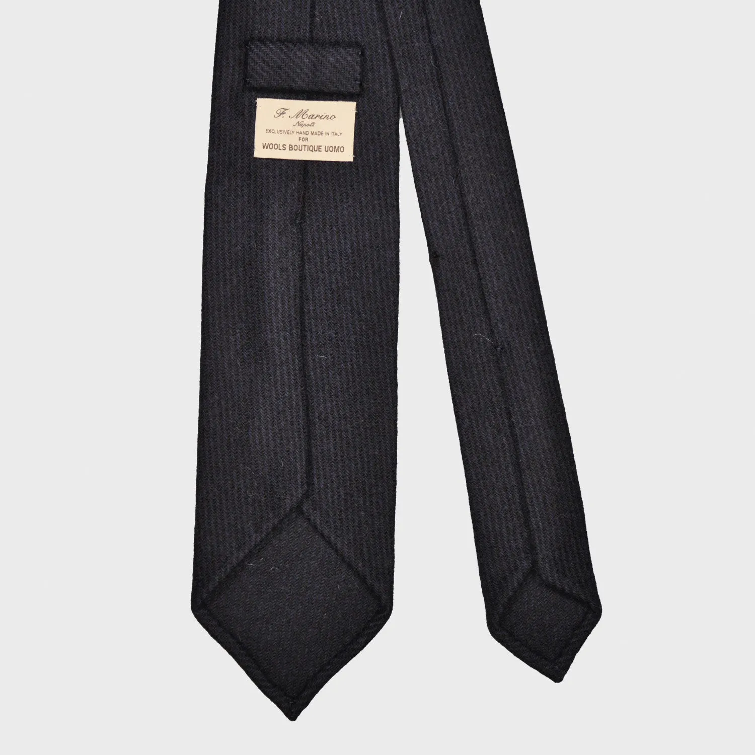 F.Marino Tweed Tie 3 Folds Dark Blue