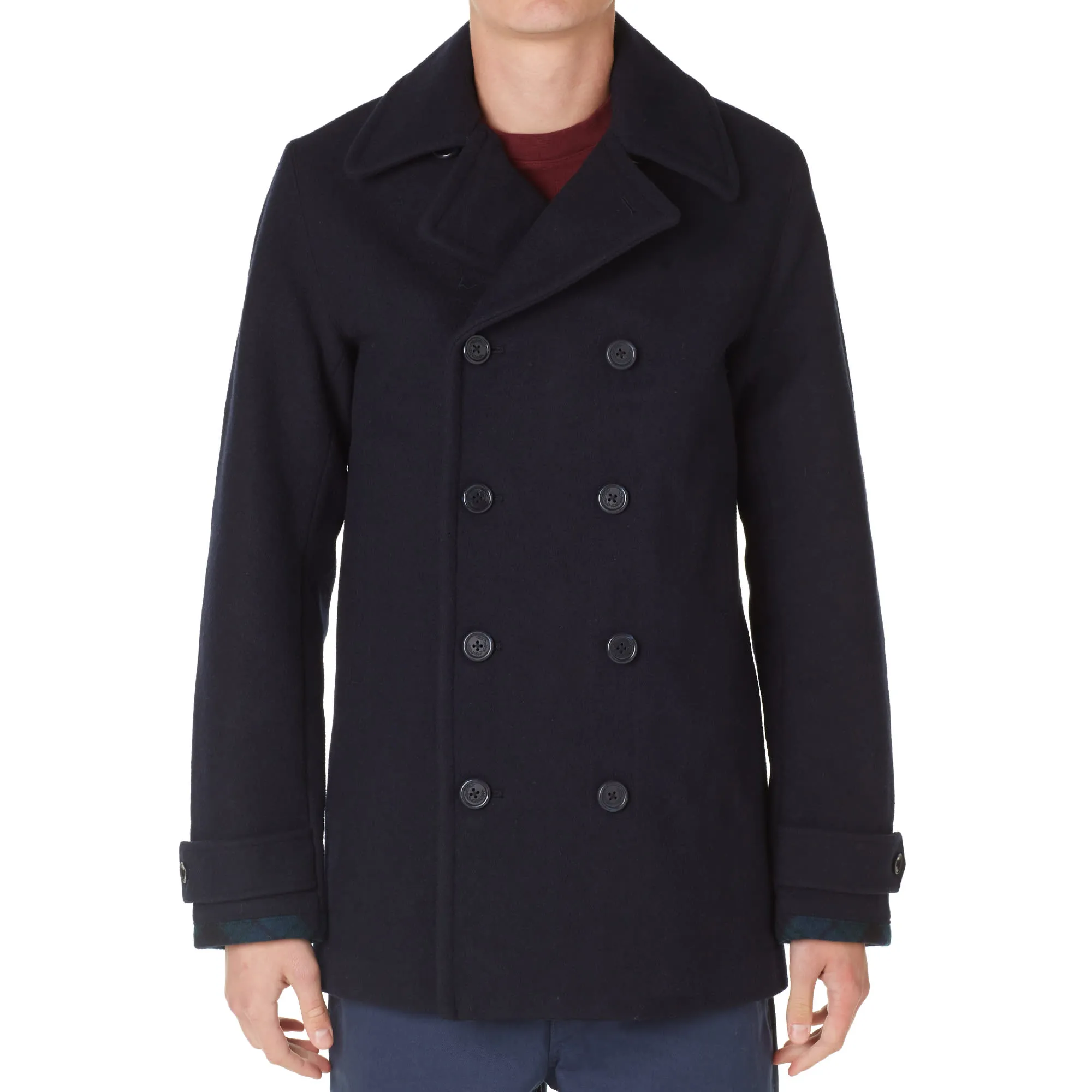 Fred Perry Classic Wool Pea CoatNavy