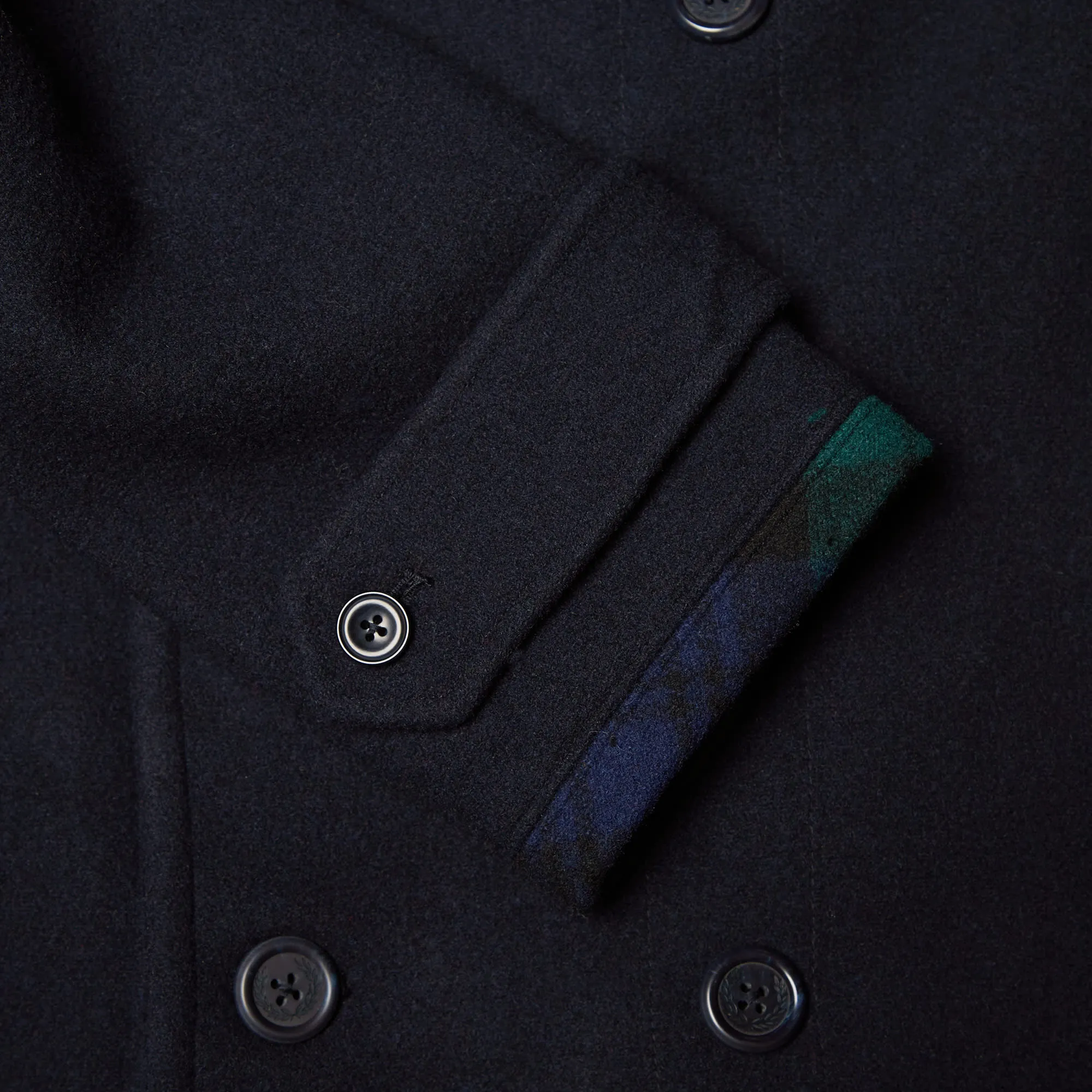 Fred Perry Classic Wool Pea CoatNavy