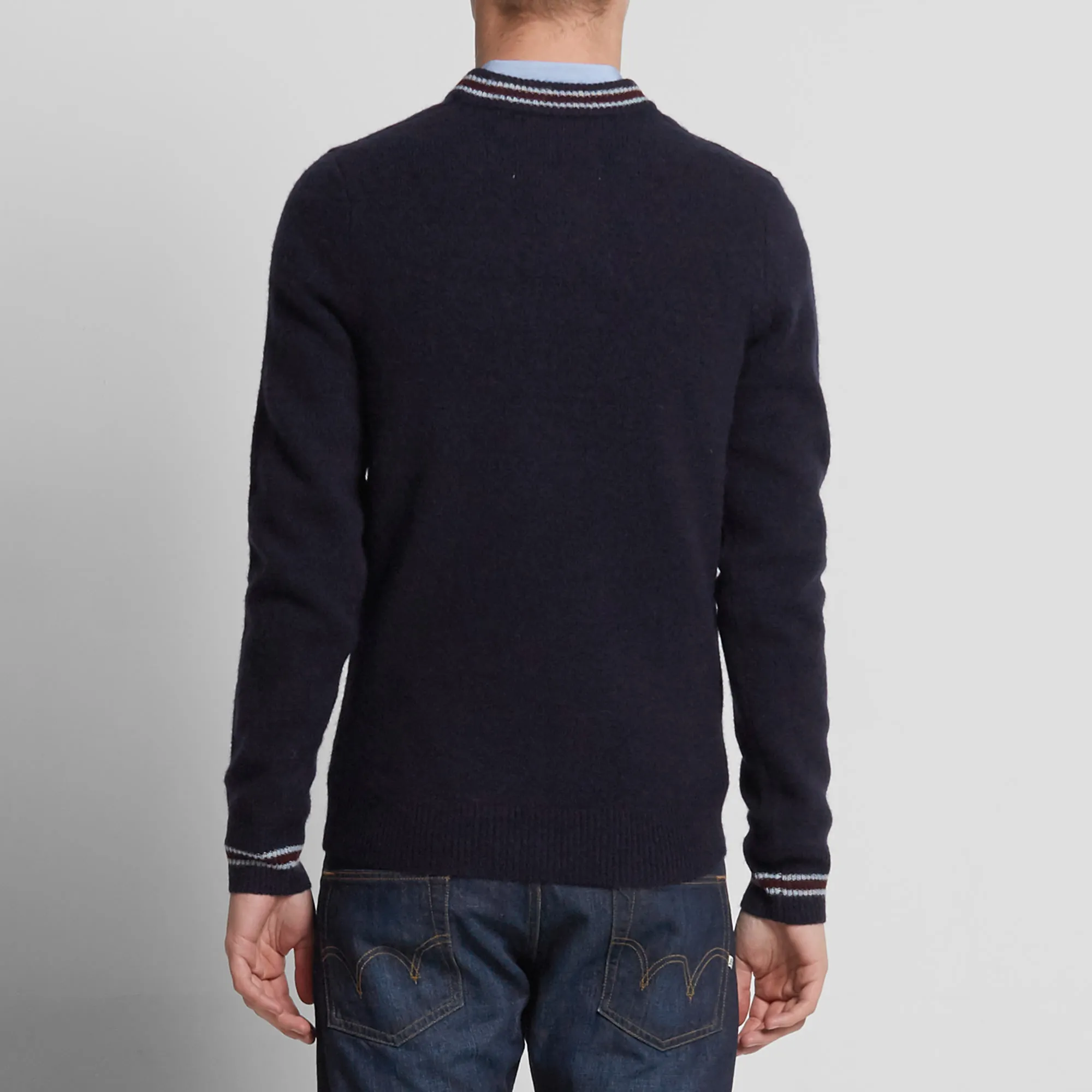 Fred Perry Shetland Wool V Neck SweaterBlue Granite