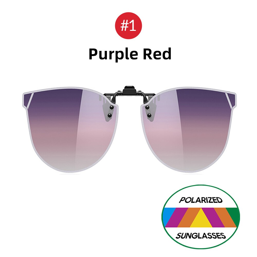 Gradient Women's Cat Eye Flip Up Clip On Sunglasses Women Driving Polarized Oversized Sun Glasses Purple Eyeglasses