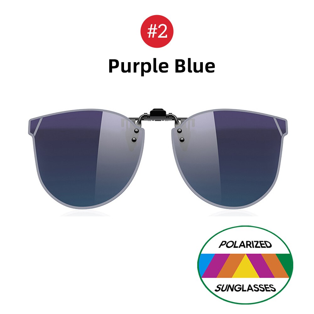 Gradient Women's Cat Eye Flip Up Clip On Sunglasses Women Driving Polarized Oversized Sun Glasses Purple Eyeglasses