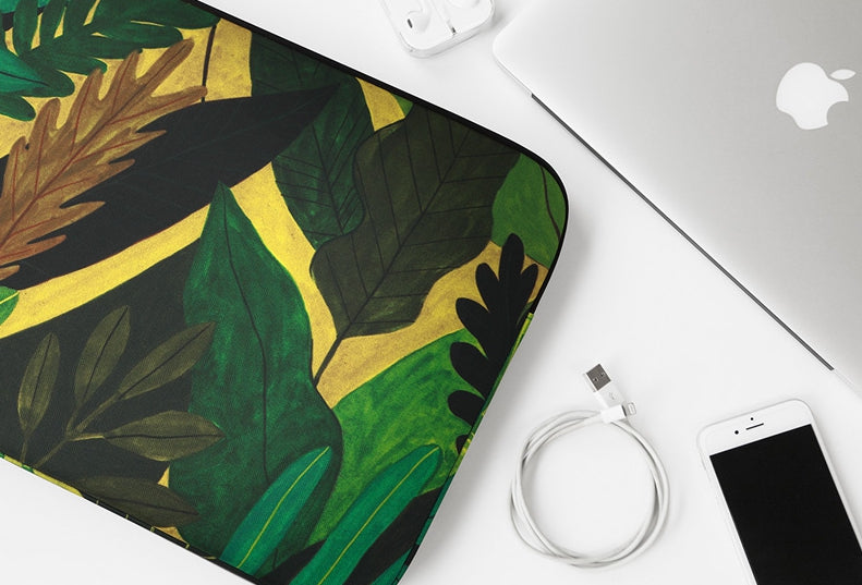 Green Forest Graphic Laptop Sleeves 13 15 inch Cases Protective Covers Handbags Square Pouches Designer Artist Prints Cute Light