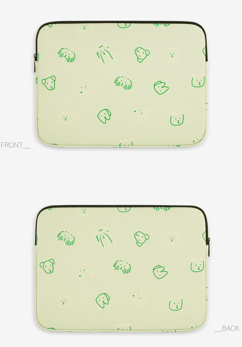 Green Puppies Dogs Graphic Laptop Sleeves iPad 13 15 inch Cases Protective Covers Purses Handbags Square Cushion Pouches Designe