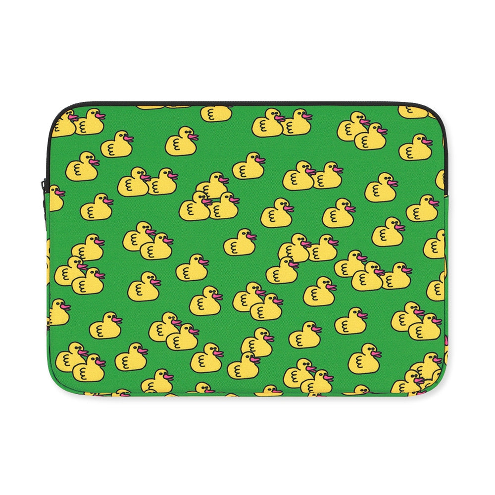 Green Yellow Duck Graphic Laptop Sleeves iPad 11 13 15 inch Cases Protective Covers Handbags Square Pouches Designer Artist Prin