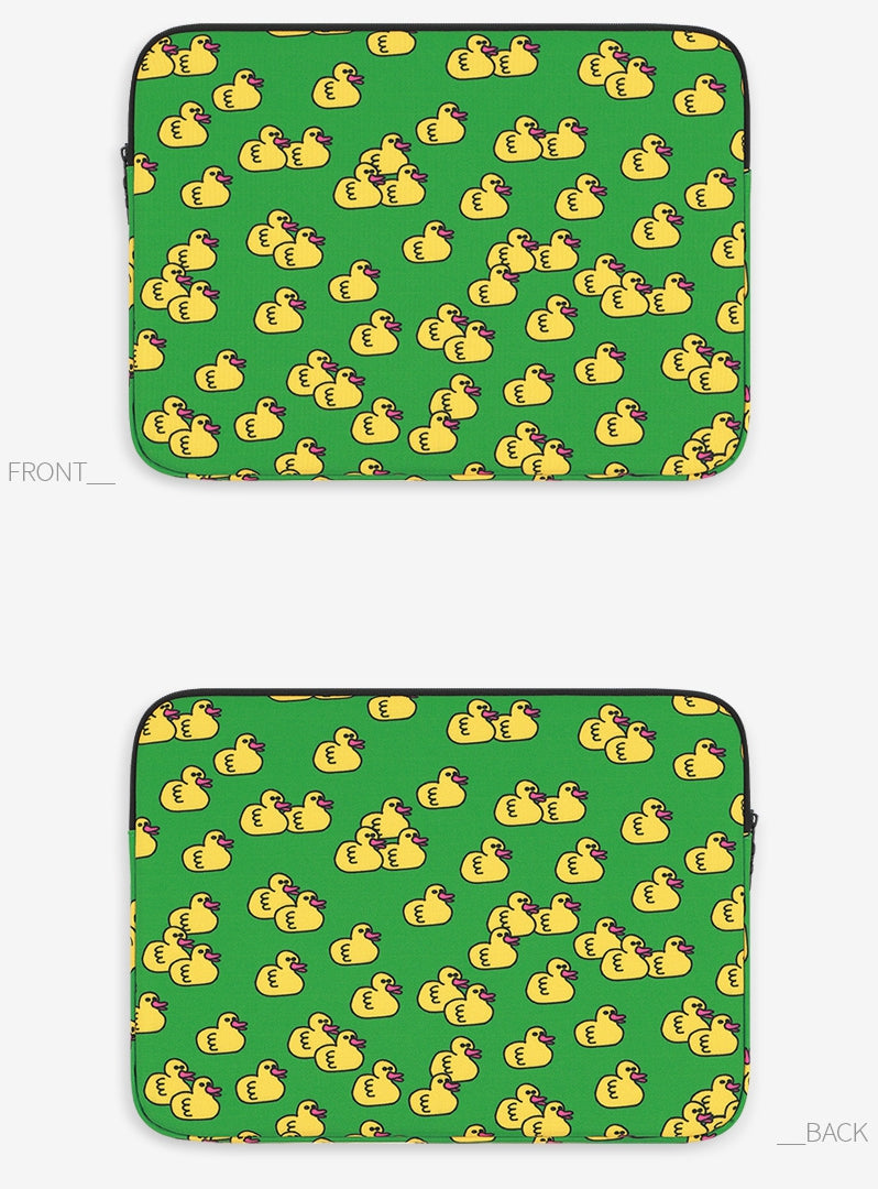 Green Yellow Duck Graphic Laptop Sleeves iPad 11 13 15 inch Cases Protective Covers Handbags Square Pouches Designer Artist Prin