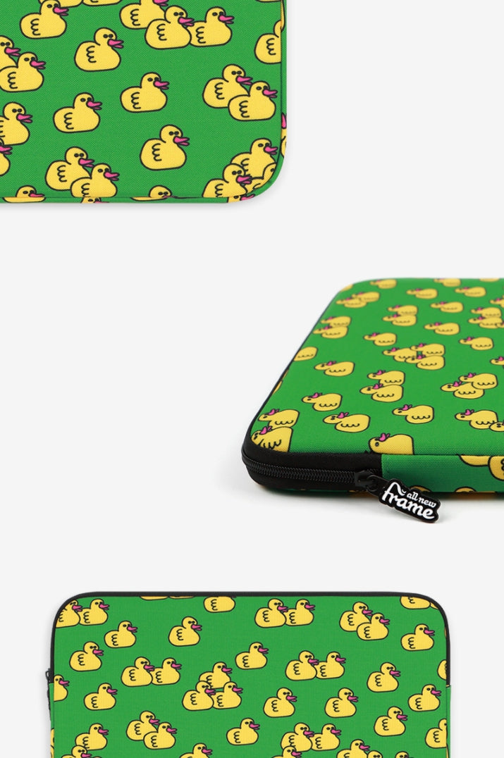 Green Yellow Duck Graphic Laptop Sleeves iPad 11 13 15 inch Cases Protective Covers Handbags Square Pouches Designer Artist Prin