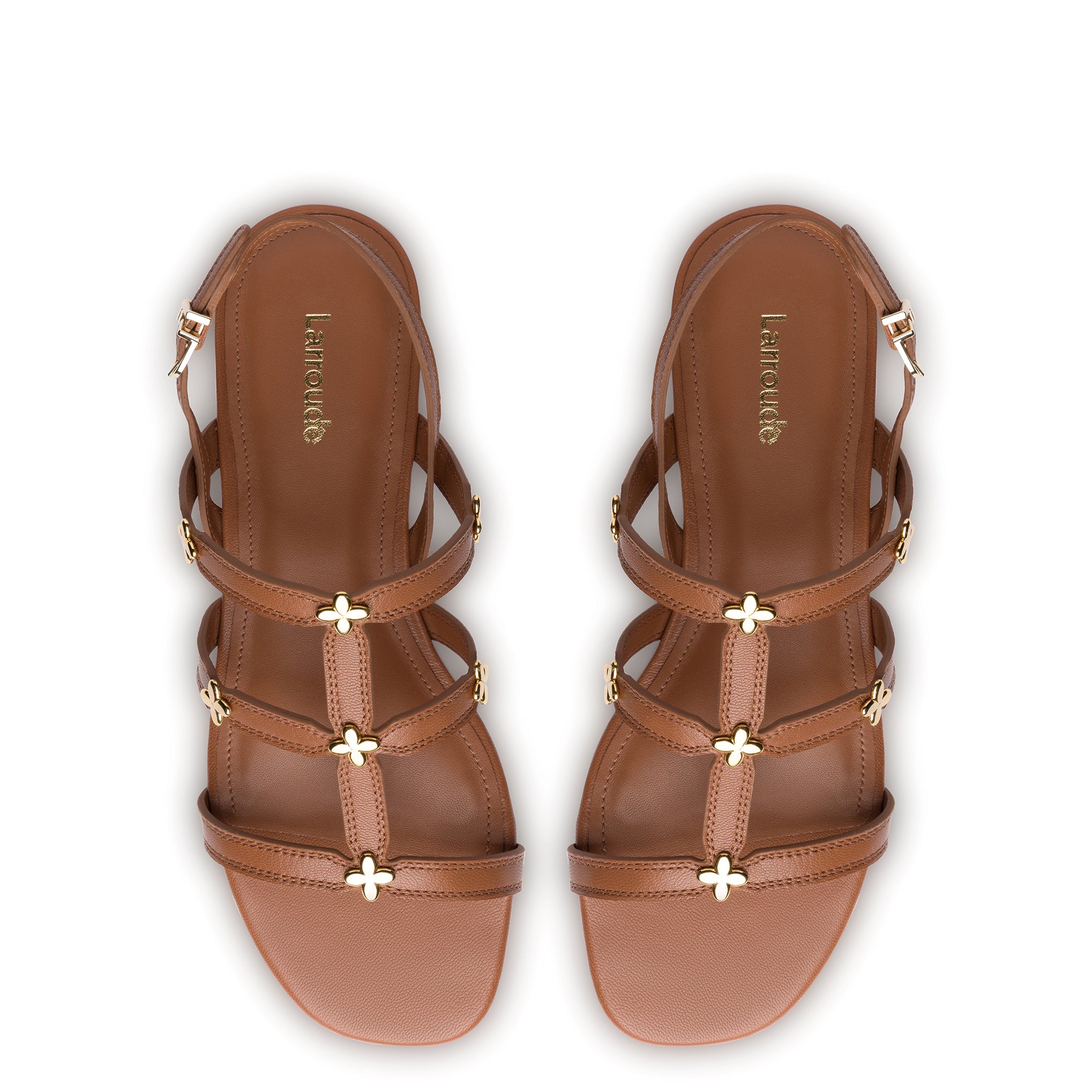 Harmony Flat Sandal In Caramel Leather