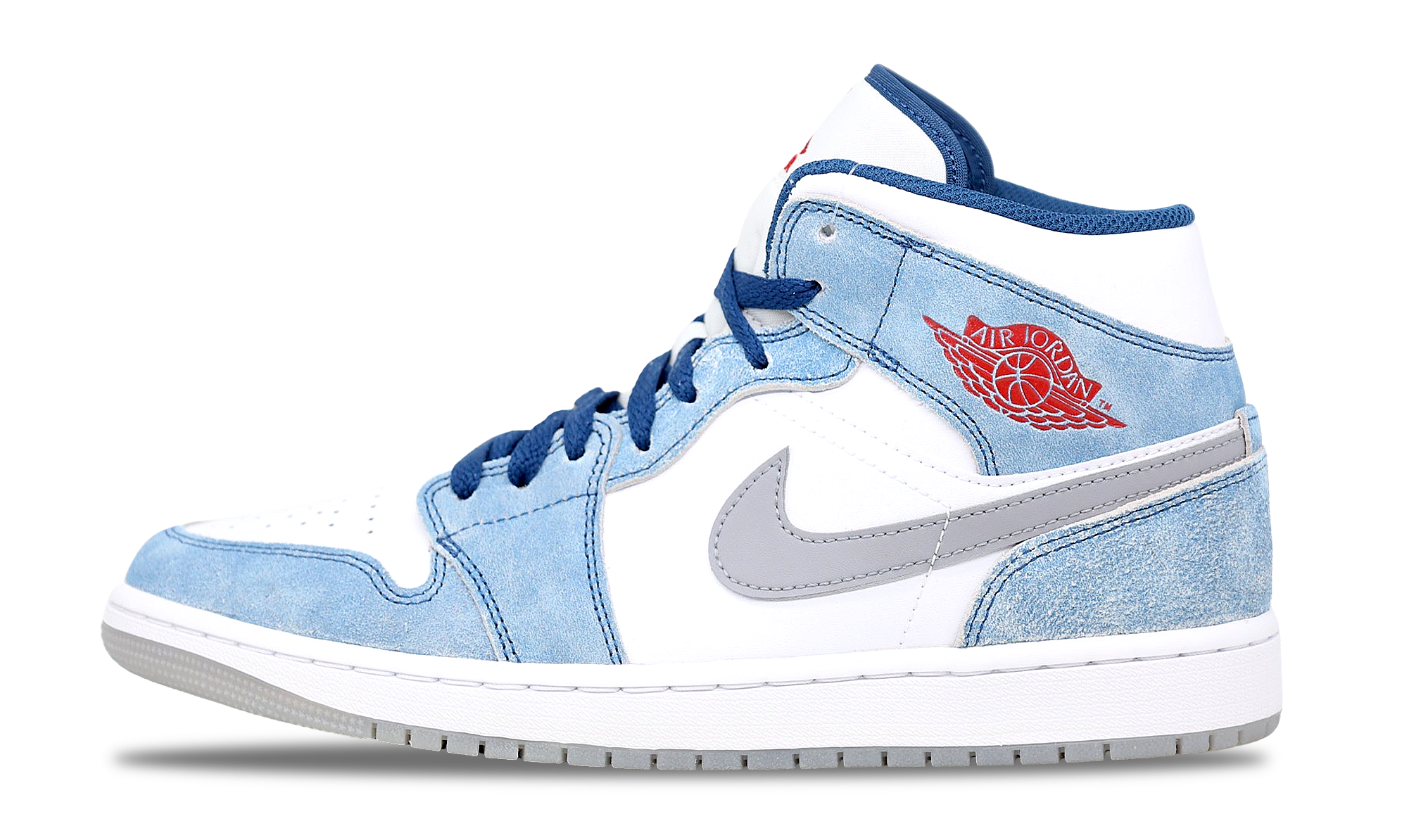 Jordan 1 Mid French Blue Fire Red