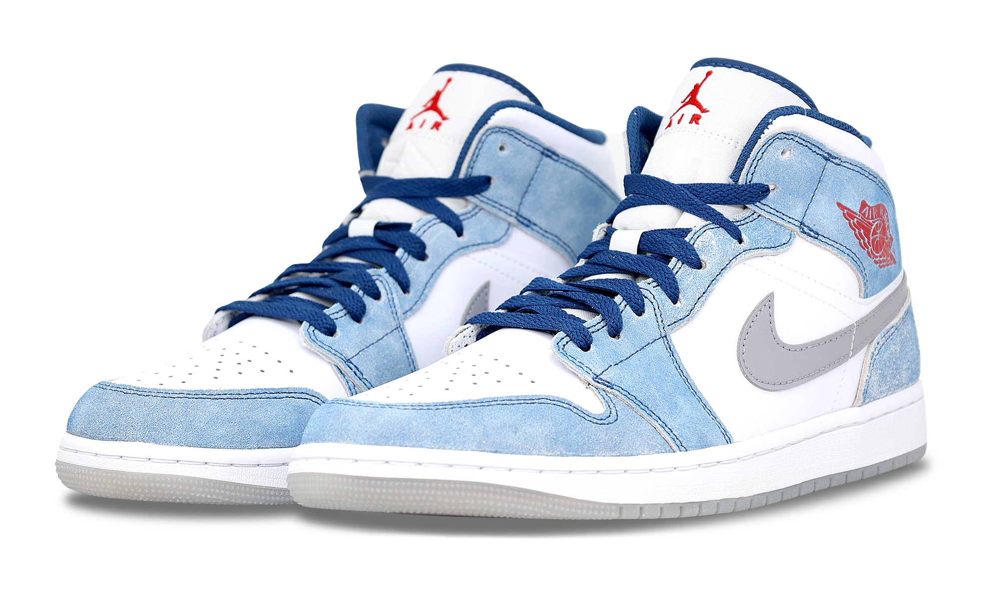 Jordan 1 Mid French Blue Fire Red