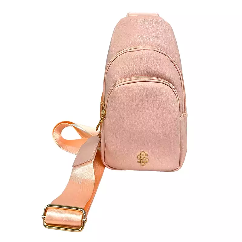 Leather Sling Bag in Peach