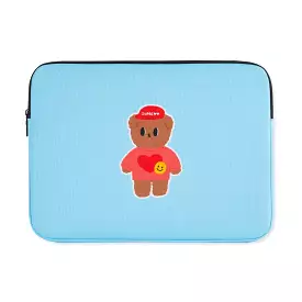 Light Blue CUTIE BEAR Graphic Laptop Sleeves 13 15 inch Cases Protective Covers Handbags Square Pouches Designer Artist Prints S