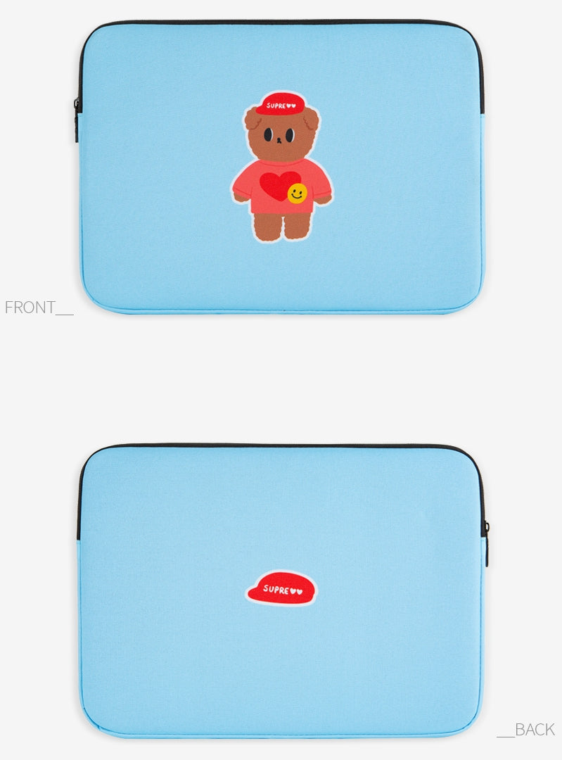 Light Blue CUTIE BEAR Graphic Laptop Sleeves 13 15 inch Cases Protective Covers Handbags Square Pouches Designer Artist Prints S