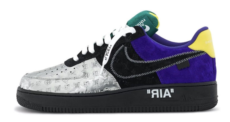 Louis Vuitton Nike Air Force 1 Low By Virgil Abloh Black Metallic Silver