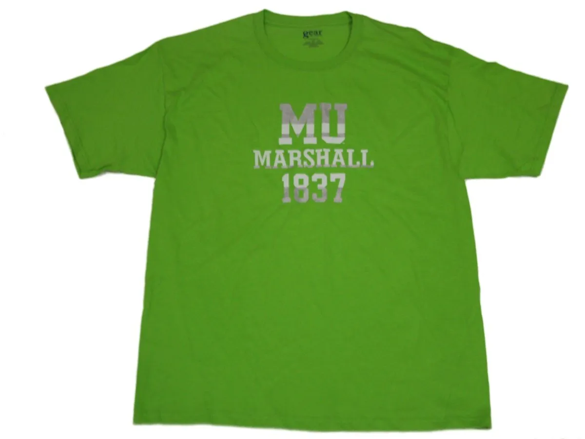 Marshall Thundering Herd Gear for Sports Lime Green 1837 Cotton T-Shirt (L)