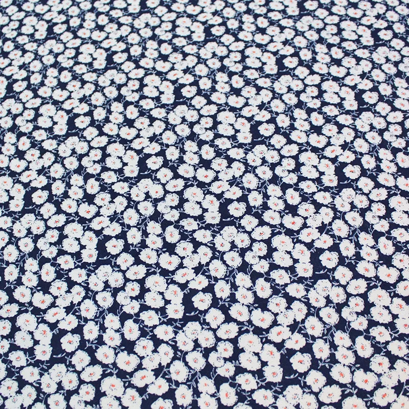 Navy Brushed Cotton - Floral - Fields of Flowers