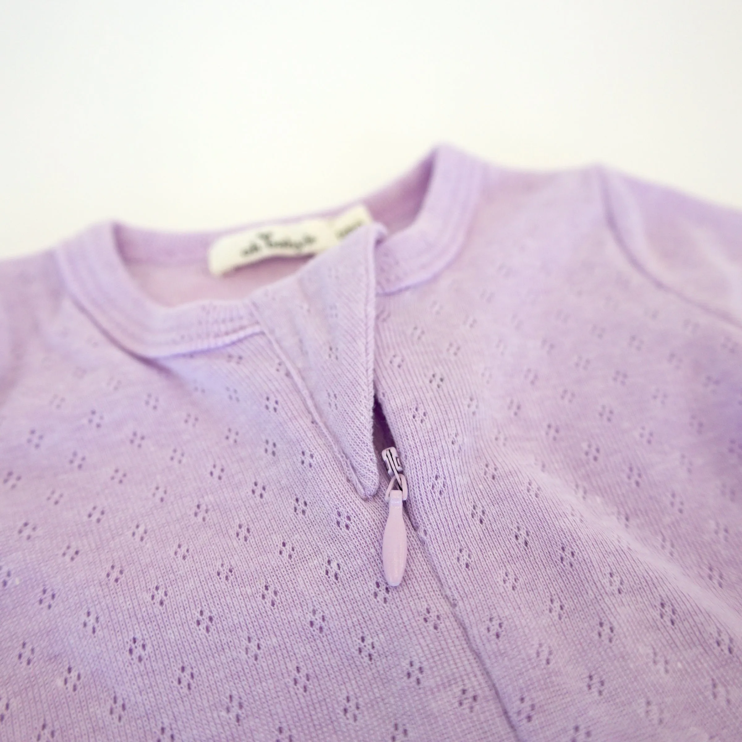 oh baby! Pointelle Zipper Footie - Lilac Heather