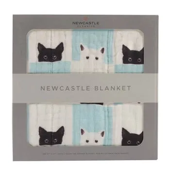 Peek-A-Boo Cats and White Newcastle Blanket