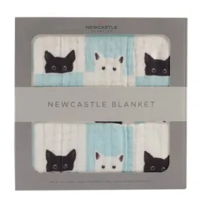 Peek-A-Boo Cats and White Newcastle Blanket