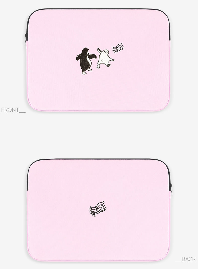 Pink Penguin Graphic Laptop Sleeves 13 15 inch Cases Protective Covers Handbags Square Pouches Designer Artist Prints Cute Light