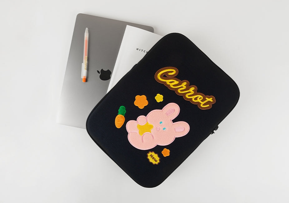 Rabbit Bear Navy Purple Brown Laptop Sleeves iPad 11 13 15 inch Cases Protective Covers Purses Skins Handbags Square Cushion Car