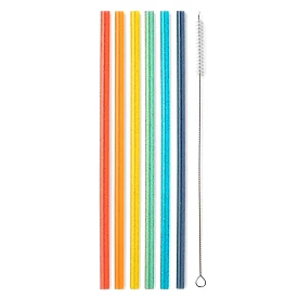 Retro Rainbow Tall Straw Set