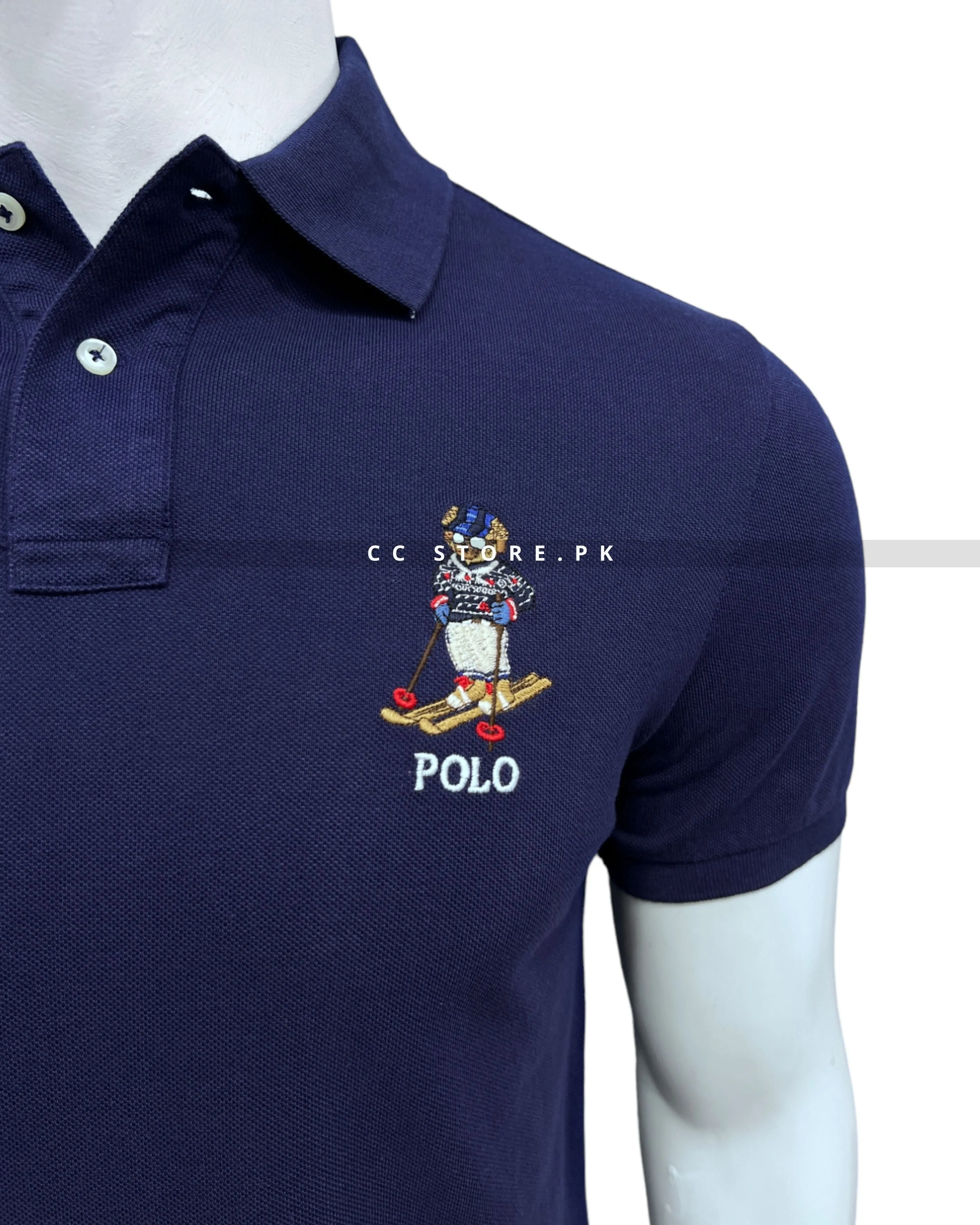 RL Skiing Bear Navy Blue Polo