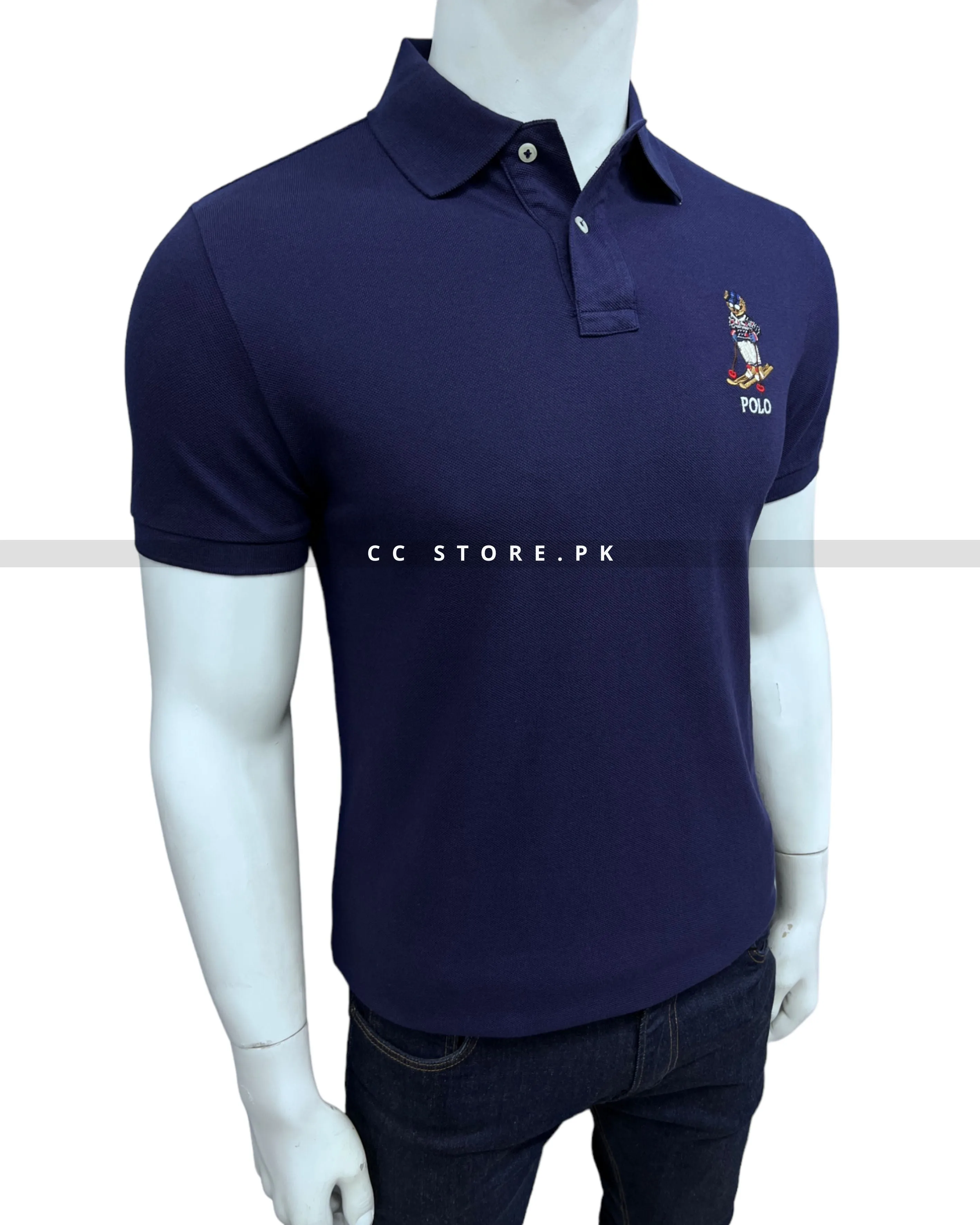 RL Skiing Bear Navy Blue Polo