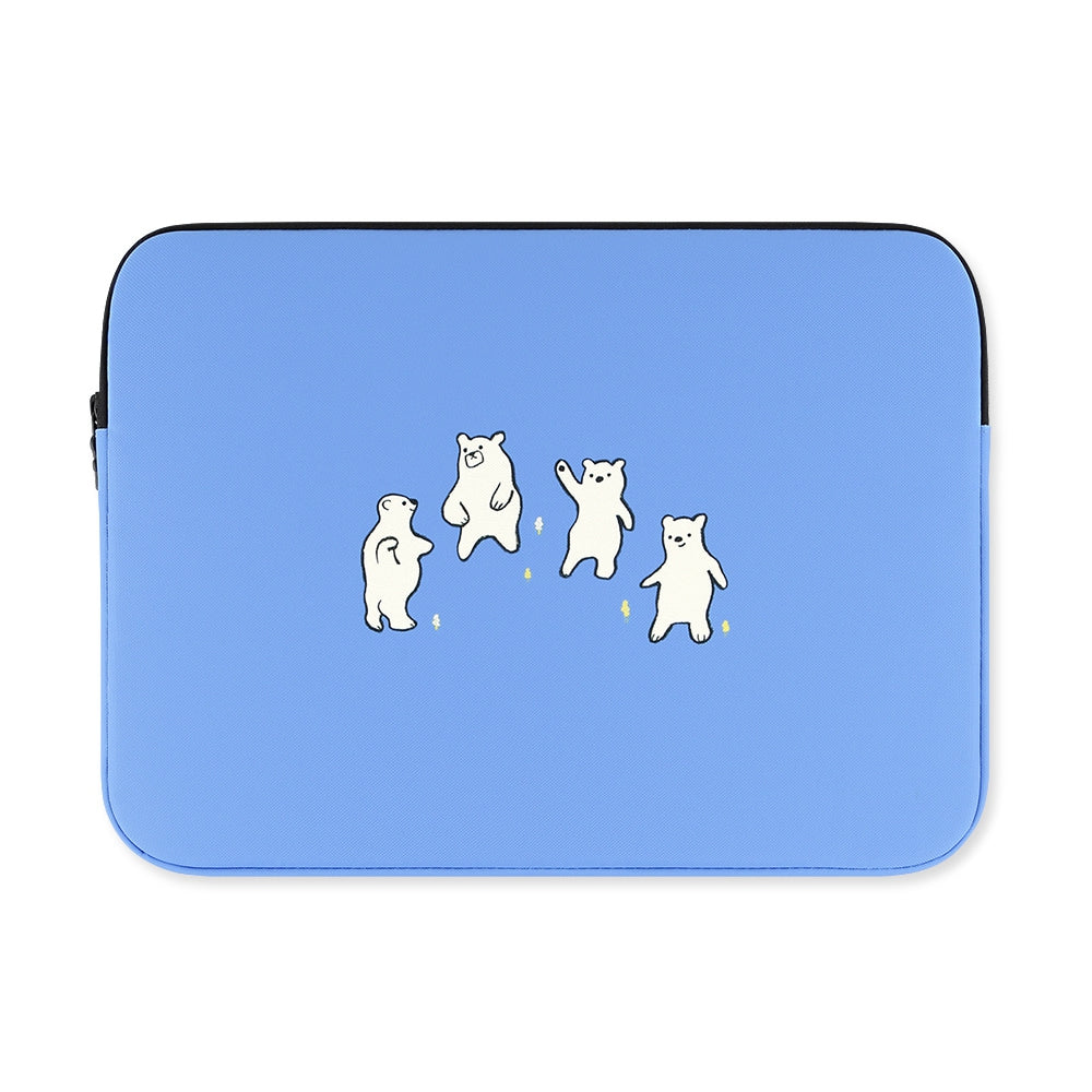 Sky Blue Bear Laptop Sleeves iPad 11 13 15inch Cases Pouches Protective Covers Purses Handbags Square Cushion Designer School Co