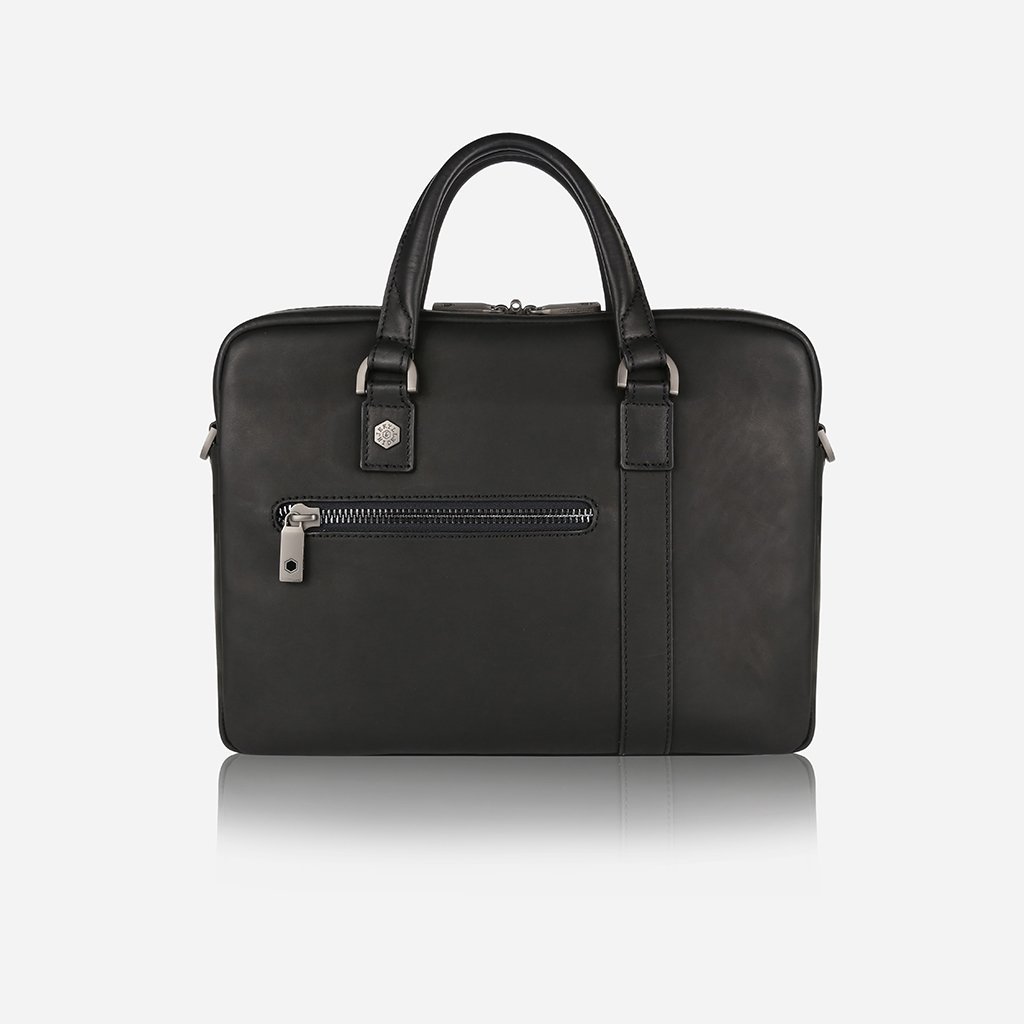 Slim Leather Briefcase, Black