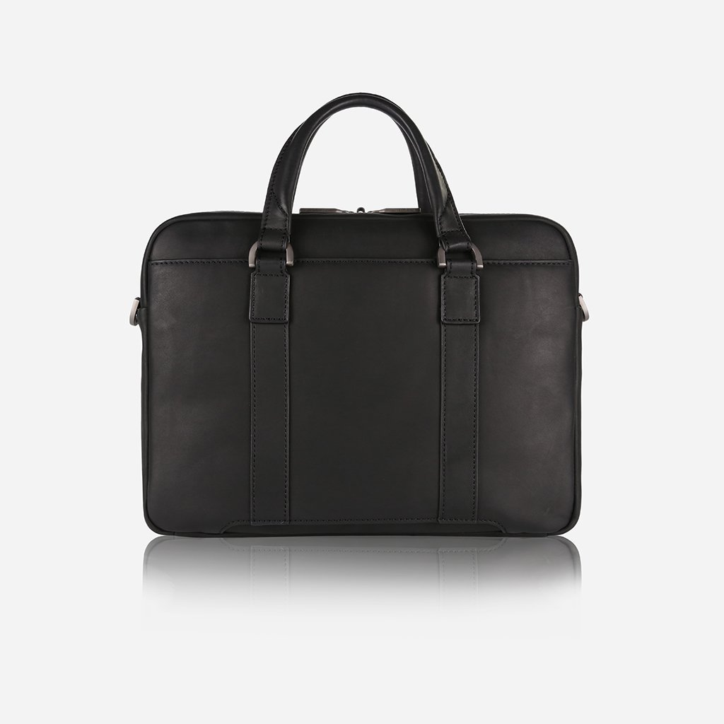 Slim Leather Briefcase, Black