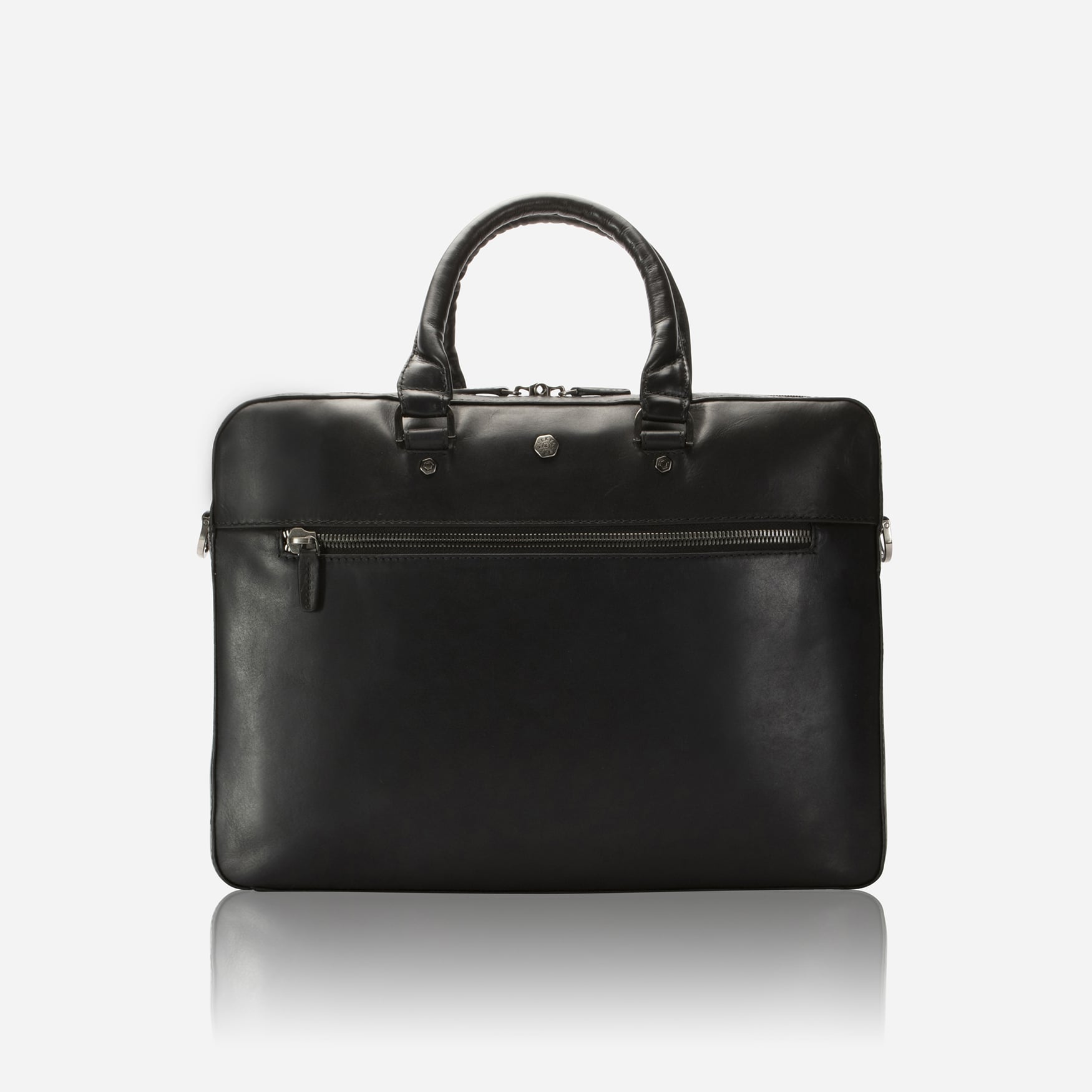 Slim Zip Top Briefcase, Black