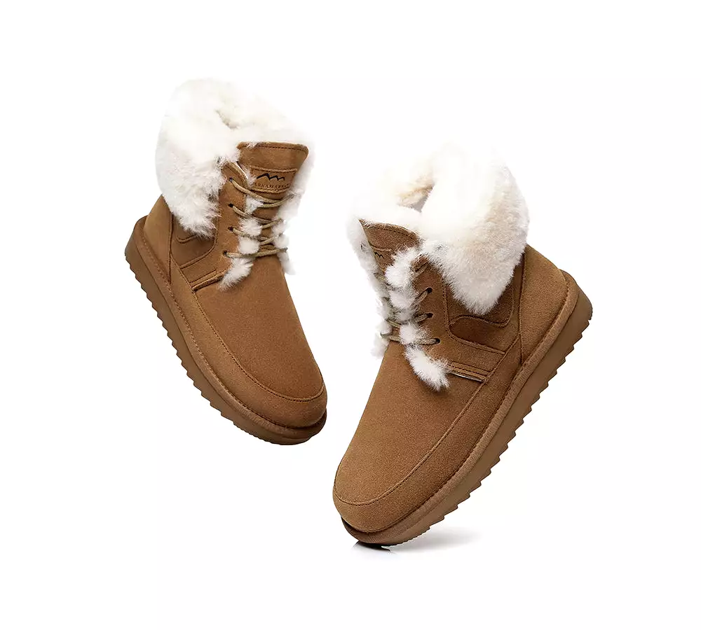 TARRAMARRA Dora Fashion Lace Up Boots Double Face Sheepskin