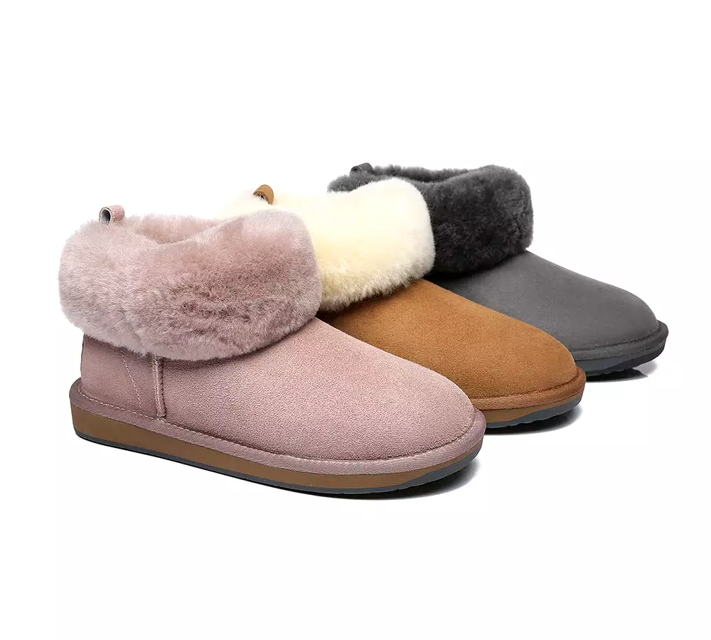 TARRAMARRA Emmy Women Sheepskin Slippers Fluffy Collar