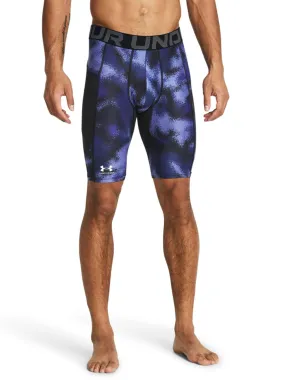 UNDER ARMOUR Mens Training Heat Gear Armour Printed Long Shorts - Grey/white