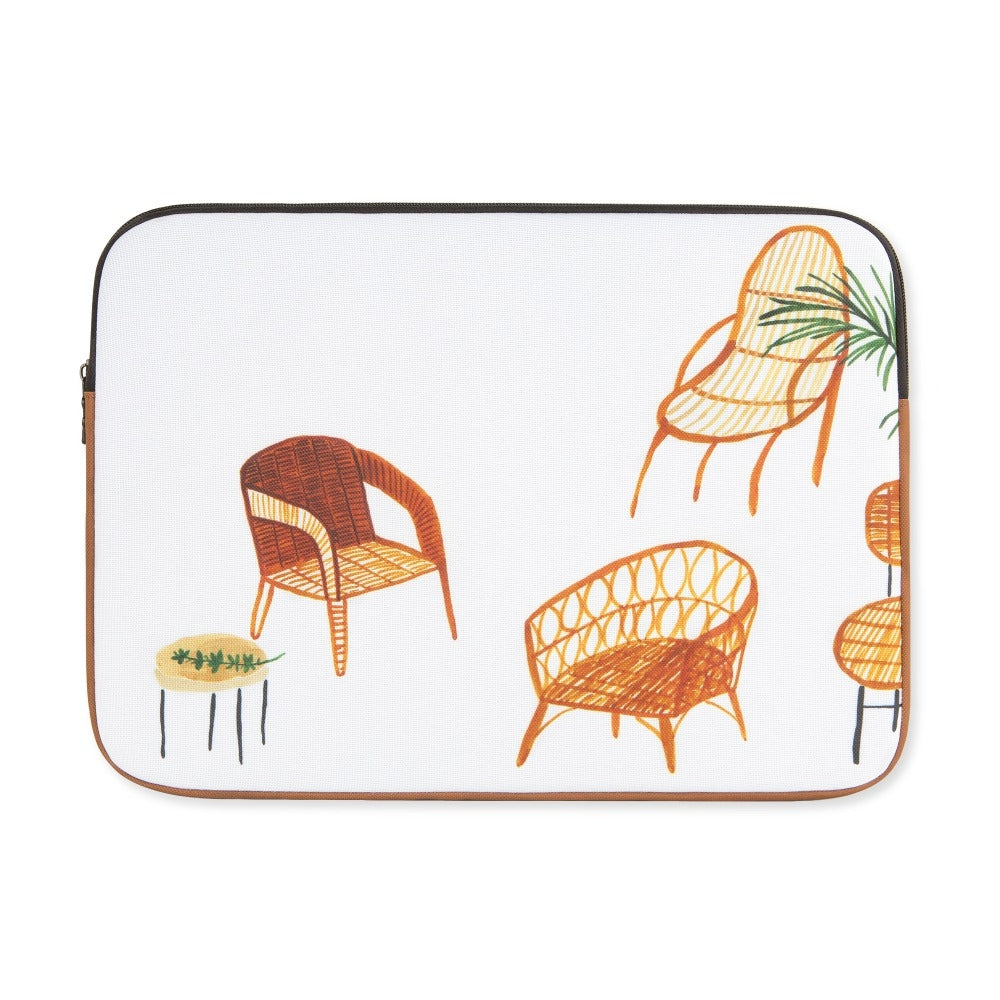 White Beige Chair Graphic Laptop Sleeves 13 15 inch Cases Protective Covers Handbags Square Pouches Designer Artist Prints Cute 