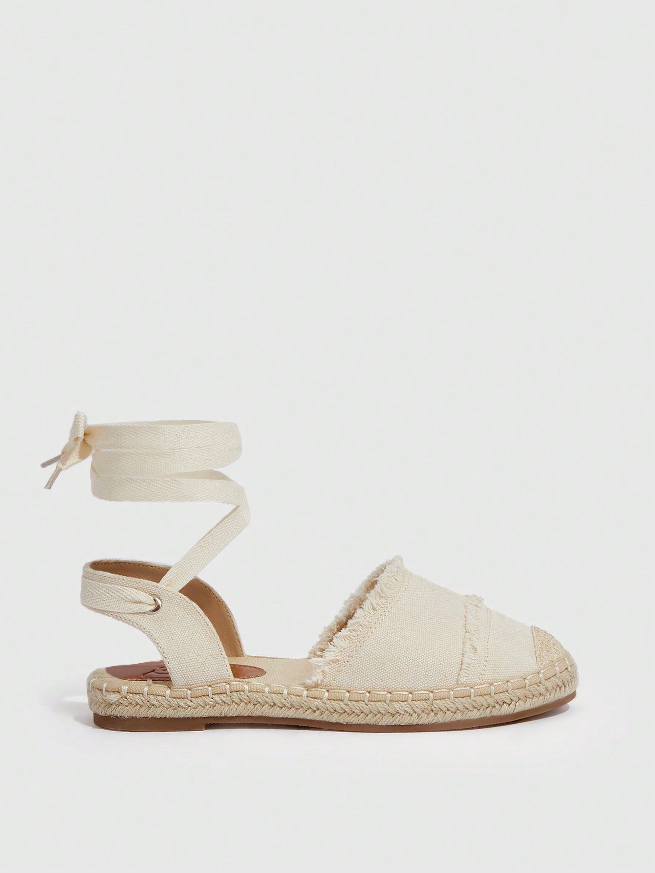 Woman Shoes Ruffle Detail Espadrilles Flats, Fabric Strappy Vacation Flats For Spring And Summer