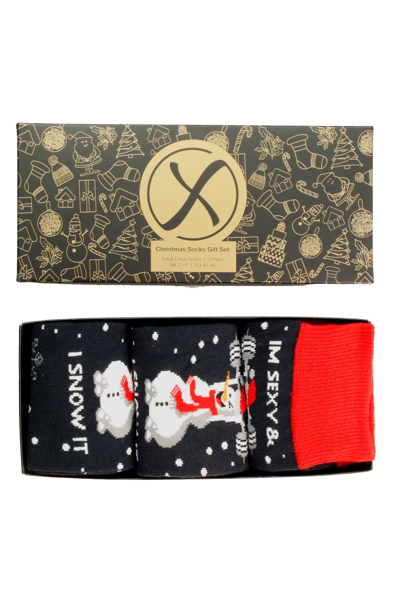 Xact Mens Christmas Xmas Socks Gift Box - UK 7-11 (3-Pack)