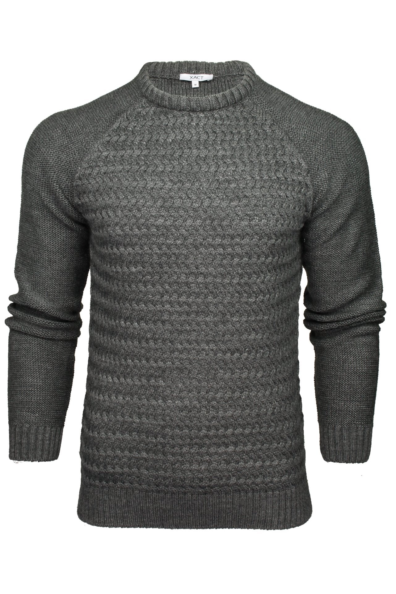 Xact Mens Raglan Jumper With Textured Knit Front