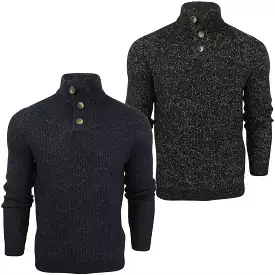 Xact Mens Wool Blend Quality Fleck Jumper 3 Button