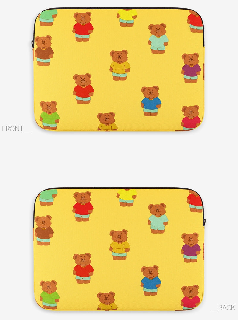 Yellow Bear Graphic Laptop Sleeves 13 15 inch Cases Protective Covers Handbags Square Pouches Designer Artist Prints Cute School