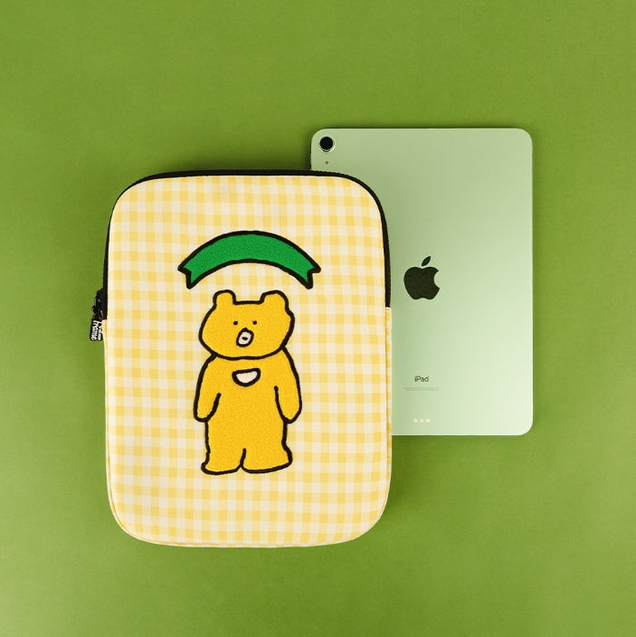 Yellow Bear Laptop Sleeves 11 for iPad 13 inch Cases Protective Covers Purses Skins Handbags Square Cushion Carrying Pouches Des